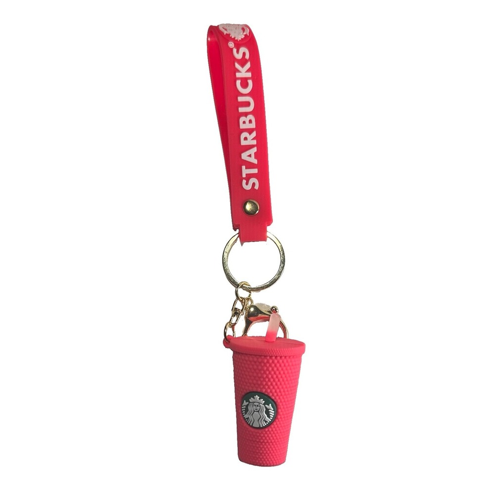 Starbucks 3D silicone keychain mini replica textured drink cup with wrist strap